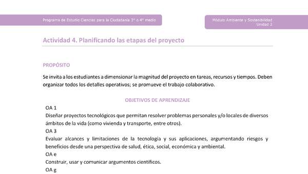 Actividad 4: Planificando las etapas del proyecto