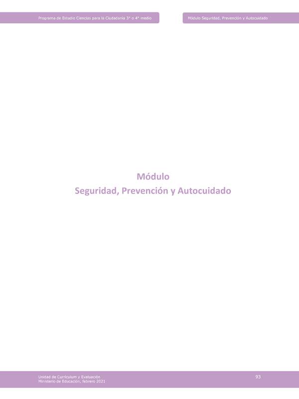 Extracto Programa Ciencias de la ciudadanía: Módulo "Seguridad, prevención y autocuidado"