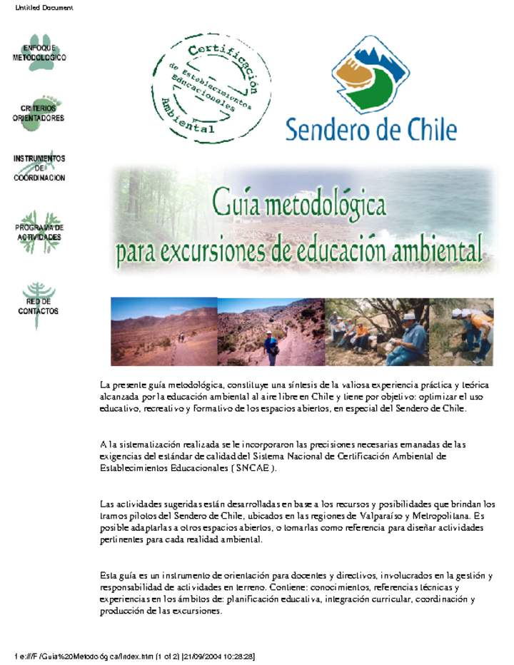 Guía Metodológica para excursiones de Educación Ambiental