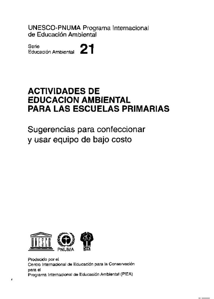 Actividades de Educación Ambiental para las Escuelas Primarias