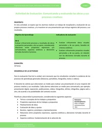 Actividad de evaluación: Comunicando y evaluando las obras y sus procesos creativos