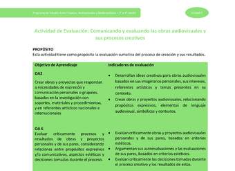 Actividad de evaluación: Comunicando y evaluando las obras audiovisuales y sus procesos creativos