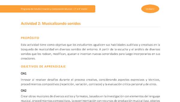 Actividad 2: Musicalizando sonidos