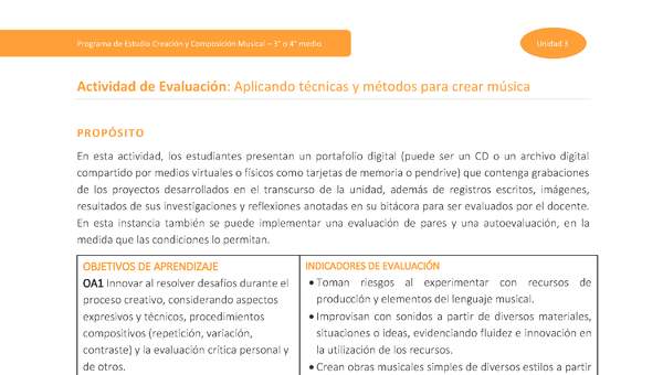 Actividad de evaluación: Aplicando técnicas y métodos para crear música
