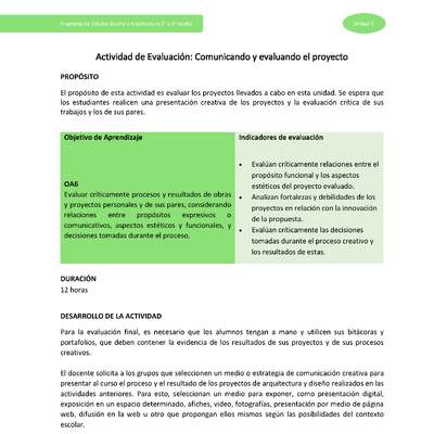 Actividad de evaluación: Comunicando y evaluando el proyecto