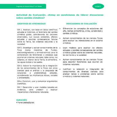 Actividad de evaluación: ¿Estoy en condiciones de liderar discusiones sobre cambio climático?