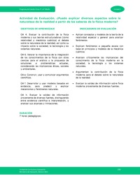 Actividad de evaluación: ¿Puedo explicar diversos aspectos sobre la naturaleza de la realidad a partir de los saberes de la física moderna?