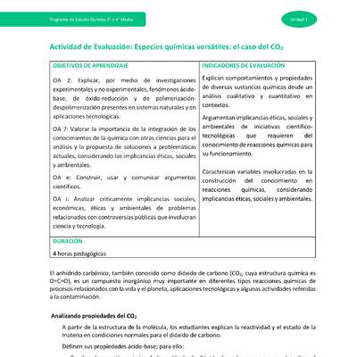 Actividad de evaluación - Especies químicas versátiles: el caso del CO2