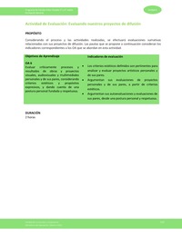 Actividad de evaluación: Evaluando nuestros proyectos de difusión