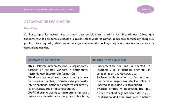 Actividad de evaluación Unidad 3