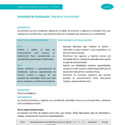 Actividad de evaluación Unidad 2: Registrar la actividad