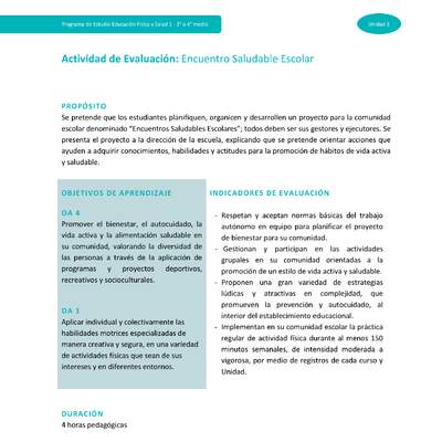 Actividad de Evaluación Unidad 3: Encuentro saludable escolar