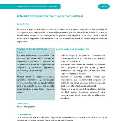 Actividad de evaluación Unidad 4: Todos podemos participar