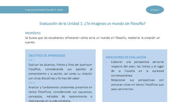 Actividad de evaluación: ¿Te imaginas un mundo sin filosofía?