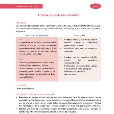 Actividad de evaluación: Unidad 1