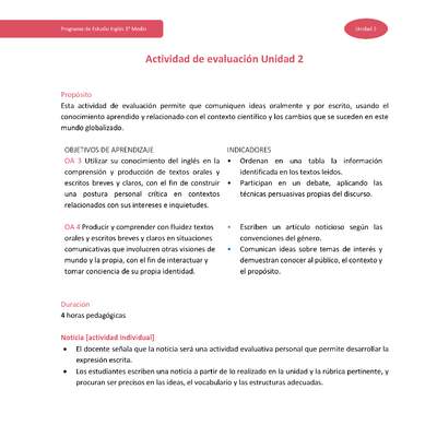 Actividad de evaluación Unidad 2