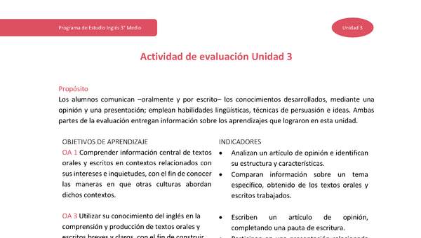 Actividad de evaluación Unidad 3