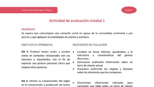 Actividad de evaluación Unidad 1