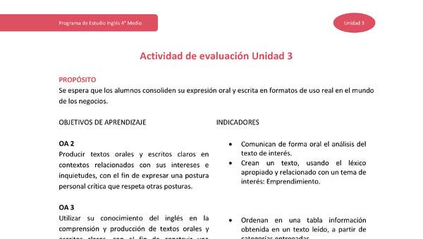 Actividad de evaluación Unidad 3