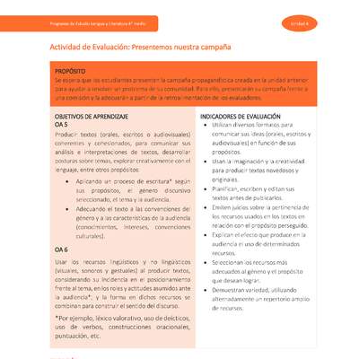 Actividad de Evaluación: Presentemos nuestra campaña