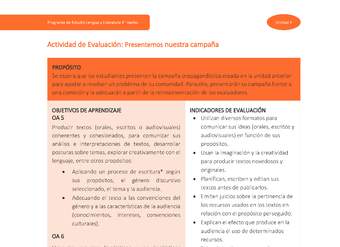 Actividad de Evaluación: Presentemos nuestra campaña