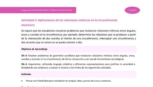 Actividad 4: Aplicaciones de las relaciones métricas en la circunferencia