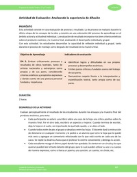 Actividad de evaluación: Analizando la experiencia de difusión