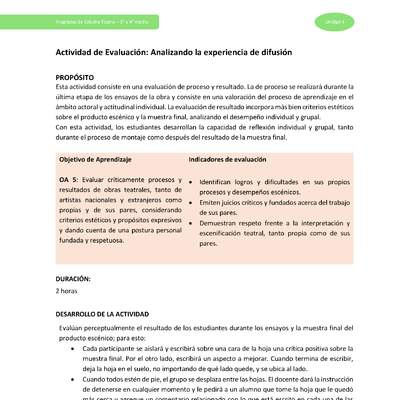 Actividad de evaluación: Analizando la experiencia de difusión