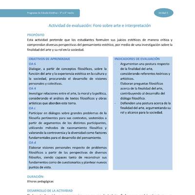 Actividad de evaluación. Foro sobre Arte e interpretación