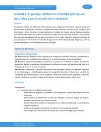 Unidad 2: El paisaje cambia en el tiempo por causas naturales y por la acción de la sociedad