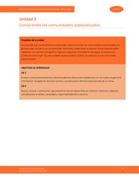 Unidad 2: Conociendo las comunidades especializadas