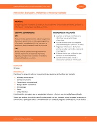 Actividad de Evaluación: Analicemos un texto especializado