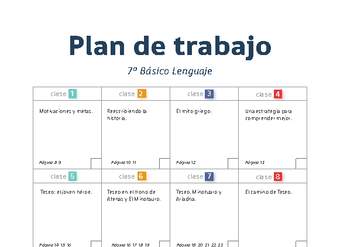 Plan de trabajo Lenguaje 7° básico