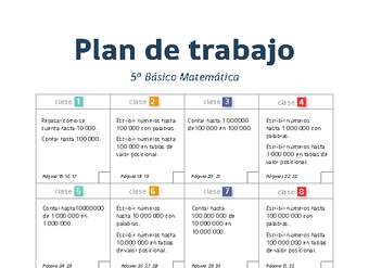 Plan de trabajo Matemática 5° básico