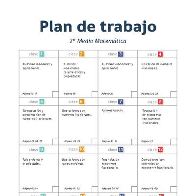 Plan de trabajo Matemática 2° medio