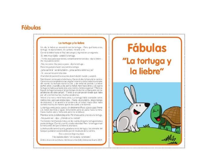 Fábula “La tortuga y la liebre”- Actividad día 4 de NT1