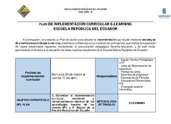 Plan de Implementación Curricular E-Learning Esc. República del Ecuador