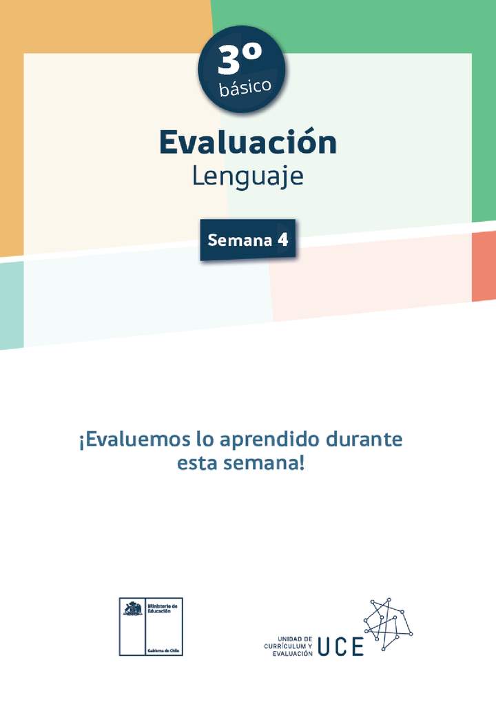 Evaluación 3° básico Lenguaje Semana 4