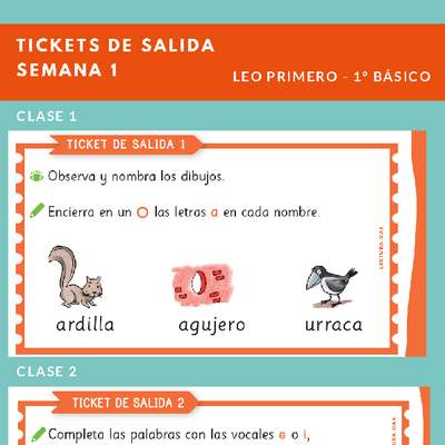 Ticket de salida Lenguaje y comunicación 1º básico Unidad 1 Semana 1