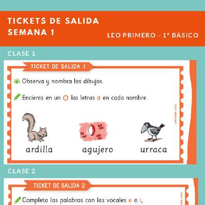 Ticket de salida Lenguaje y comunicación 1º básico Unidad 1 Semana 1