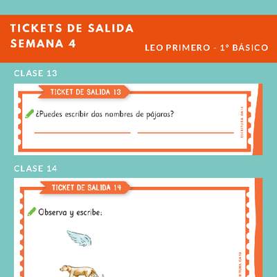 Ticket de salida Lenguaje y comunicación 1º básico Unidad 1 Semana 4