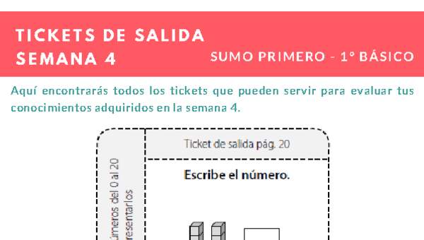 Ticket de salida Matemática 1º básico Unidad 1 Semana 4