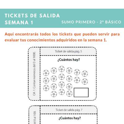 Ticket de salida Matemática 2º básico Unidad 1 Semana 1