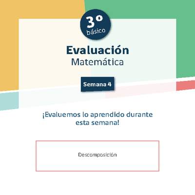 Evaluación Matemática 3° básico Unidad 1 Semana 4