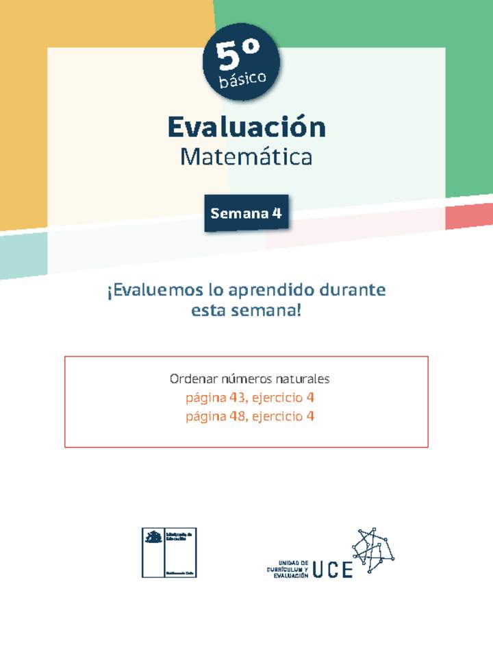 Evaluación Matemática 5º básico Unidad 1 Semana 4