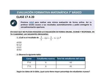 Evaluación Matemática 7° básico Unidad 1 Semana 5