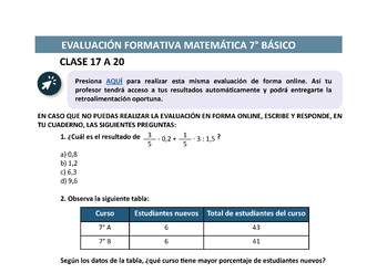 Evaluación Matemática 7° básico Unidad 1 Semana 5