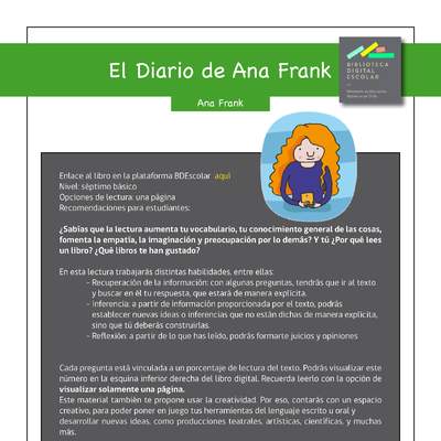 Plan lector 7° básico El Diario de Ana Frank