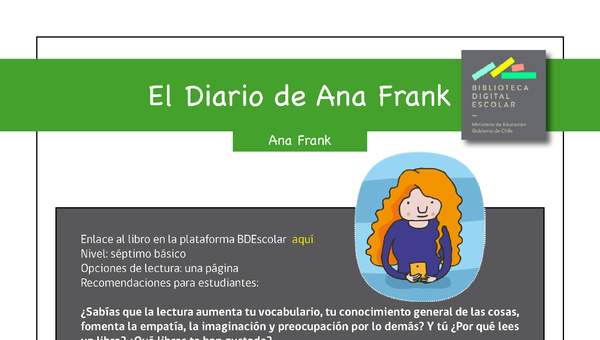 Plan lector 7° básico El Diario de Ana Frank