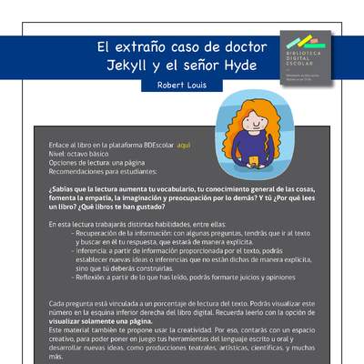 Plan lector 8° básico El extraño caso de doctor Jekyll y el señor Hyde